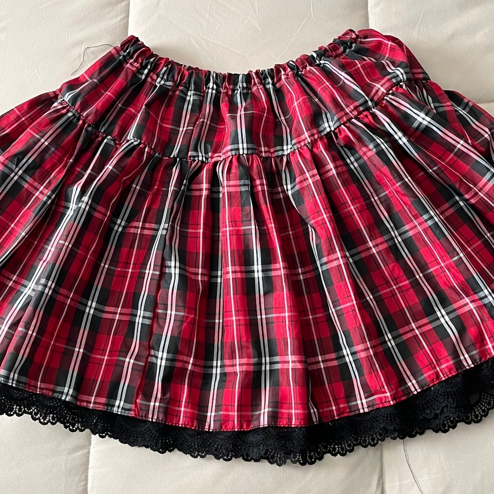 Women’s Plaid Schoolgirl Red and Black Costume Skirt